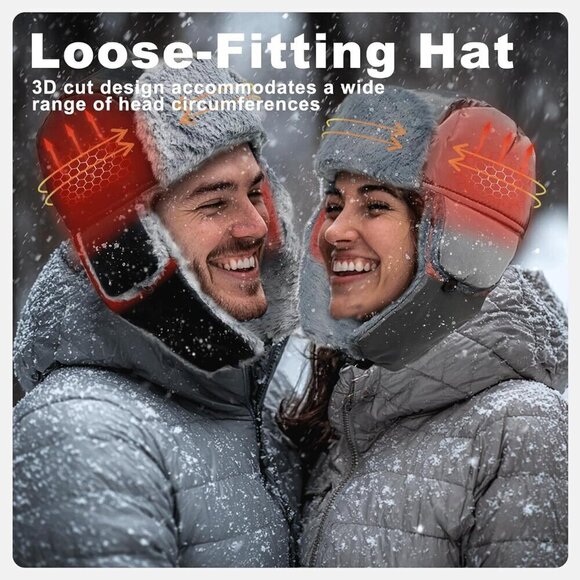 Heated Trapper Hat Faux Fur Rechargeable Battery for Unisex - Picture 5 of 8